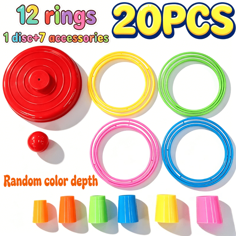 Image of Interactive Parent-child Educational Game For Cognitive Growth, 20pcs Additions, Social Skills And | Indoor/outdoor Ring Toss Toy For Kids (random Color)