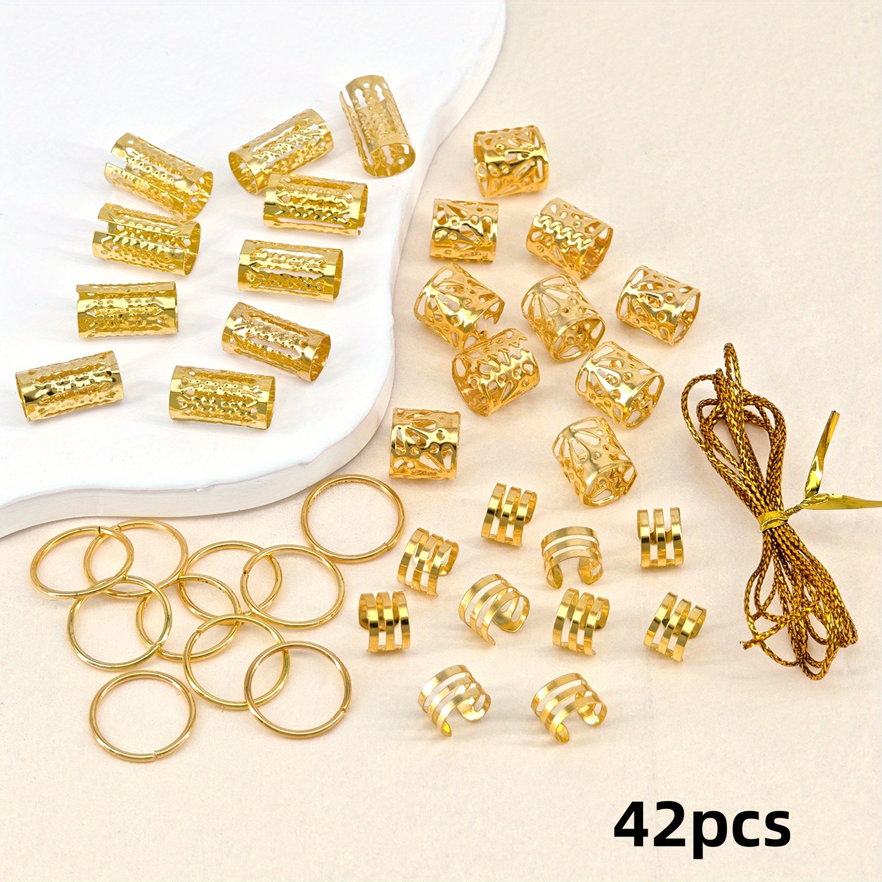 TEMU 42 Pezzi Set di Scrunchies Dorati, Accessori per Capelli Intrecciati da Donna, Fermacapelli per Feste e Festival Musicali