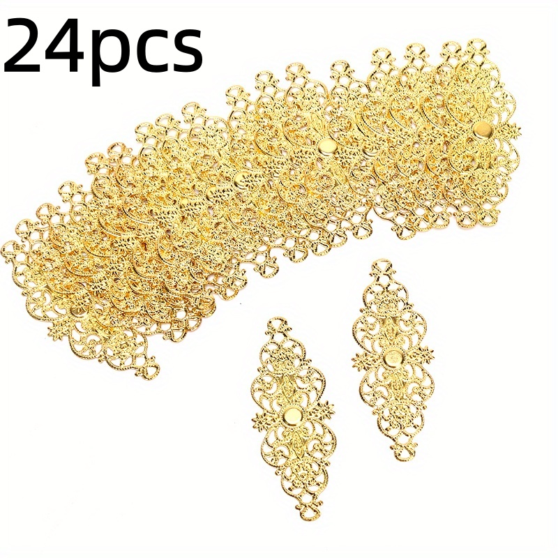 TEMU Vintage Metal , Alloy Openwork Large Flower Pendant, Suitable For Diy Hair Clips, Hair Accessories, And Jewelry-making Materials