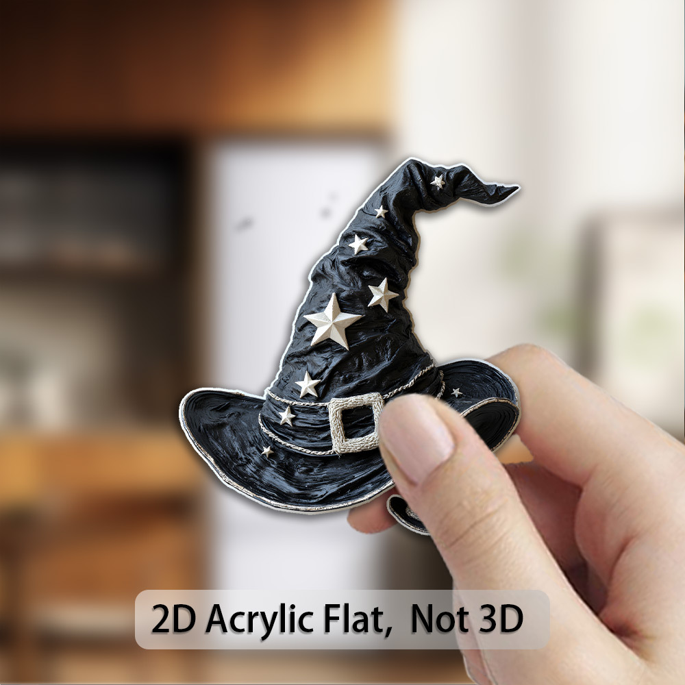 TEMU 2d Flat Witch Hat Refrigerator Magnet, 1pc - Suitable For Refrigerators/freezers - Acrylic Material With Witch Hat And Decorative Elements -