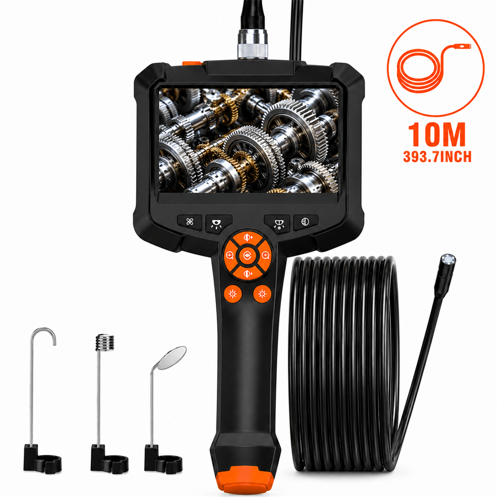 TEMU Handheld Industrial Endoscope, 4.3' Ips 178° Screen 1080p Hd Inspection Camera, 2.9cm Probe Ip67 Borescope, 2000mah Battery, With Magnet Hook