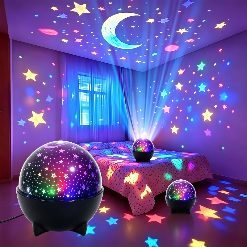 TEMU 2-pack Rgb Color-changing Star Projector Light With Ceiling & Tabletop Projection Suitable For Home Theaters, Plug-and-play Night Light (no