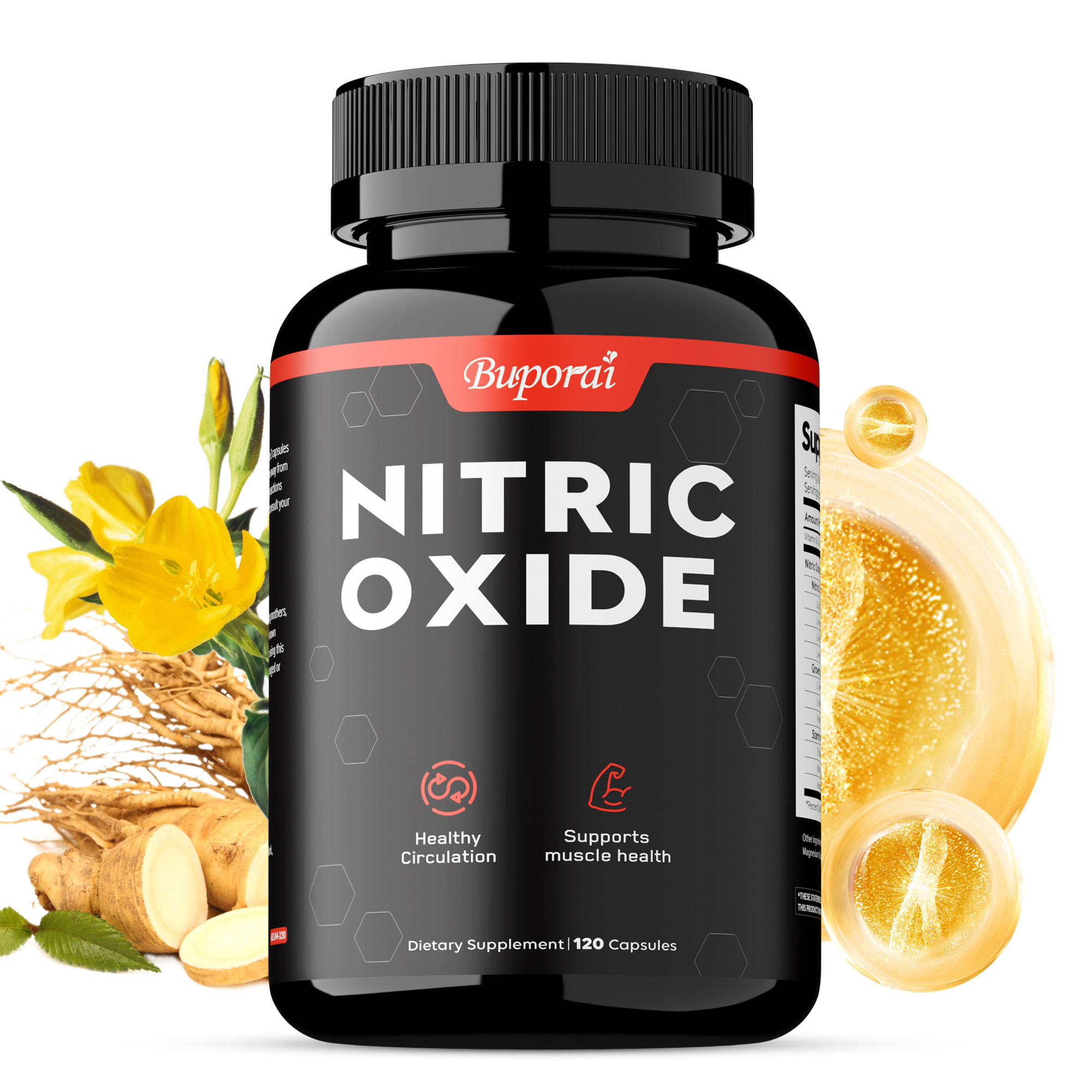 nítrico - con l-arginina y l-citrulina,   de ginseng y   -   a   del  , músculos, respiración y circulación -   de   nítrico -   - 120 cápsulas 8