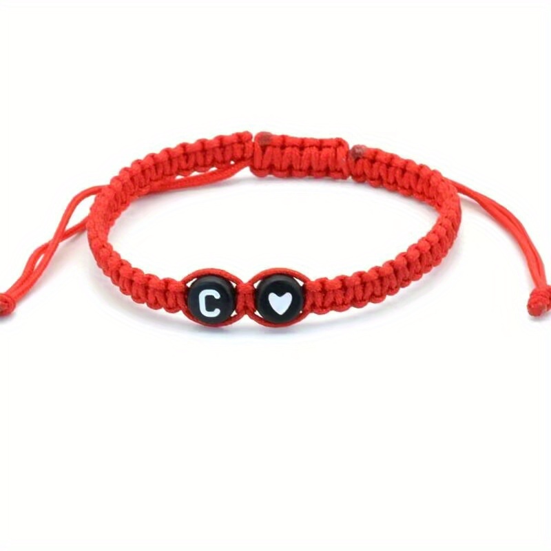 Adjustable Braided Couple Bracelet Heart Letter Charms Red Rope