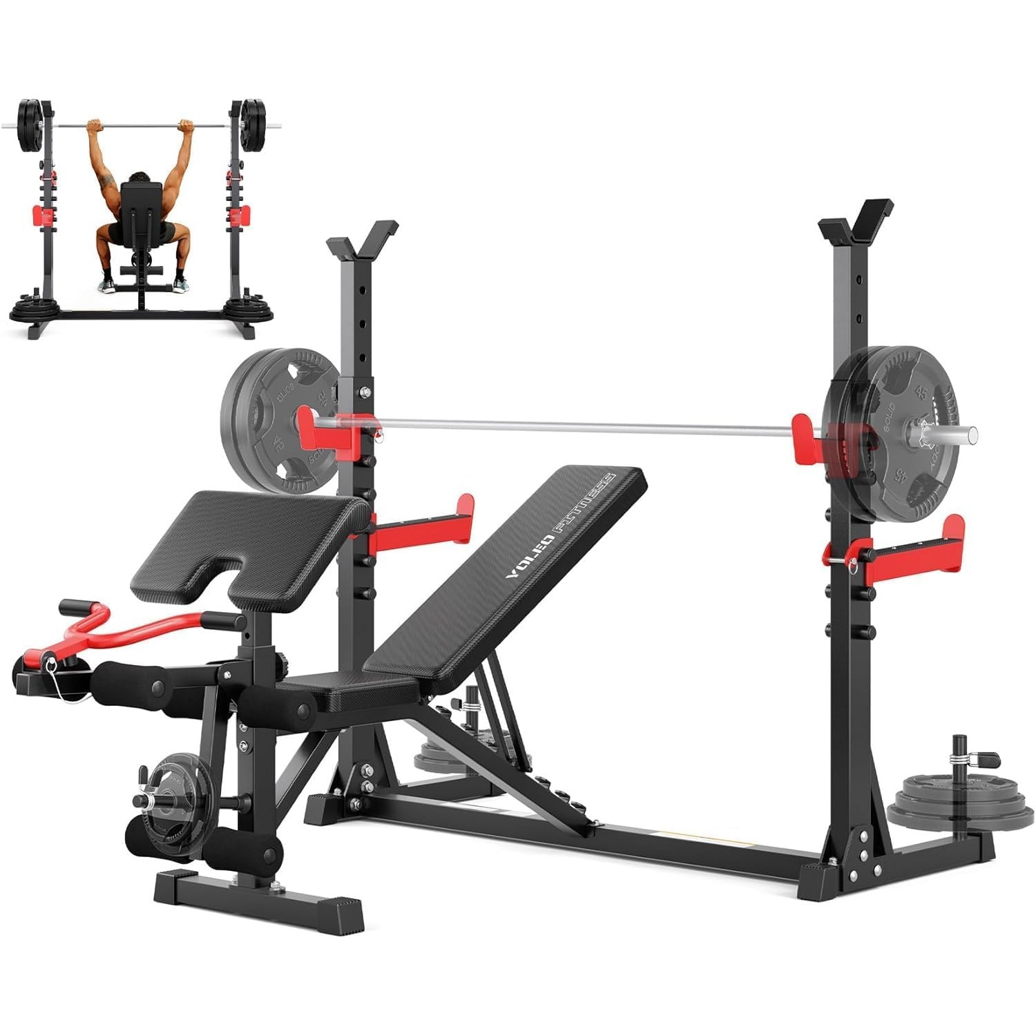 500kg Folding Adjustable Weight Bench - Home Gym Equipment For Full Body Workouts, Incline/flat/ , Abdominal & Leg Bench For Strength Training, Space- Design