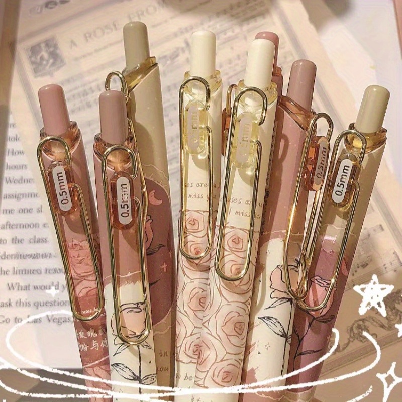 24pcs mule rose and poetry gel pens high quality   retractable gel pens   dry ink 0 5mm fine tip retractable pens smooth writing pens for school and office supplies
