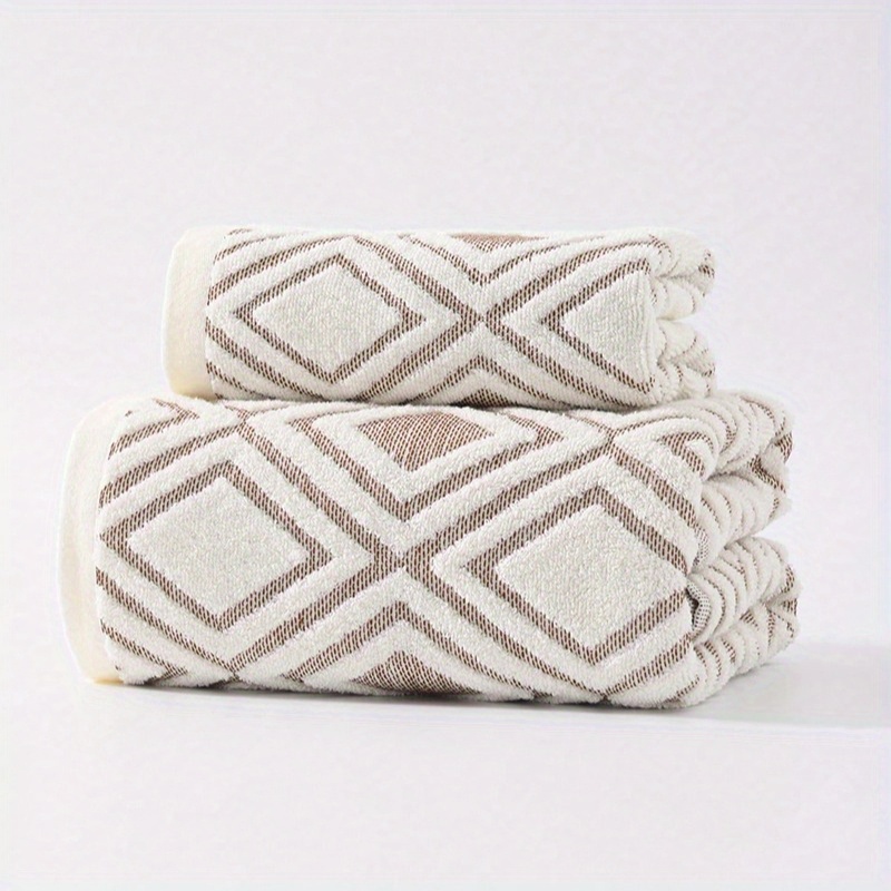 2pcs/4pcs Set, 100% Pure Cotton Towels Measuring 40*75Cm, Bath Towels Measuring 70*140Cm, Modern Minimalist Houndstooth Cotton Towel And Bath Towel Set, Elegant Towels And Bath Towels for Couples, Perfect As Valentine'S Day Gifts