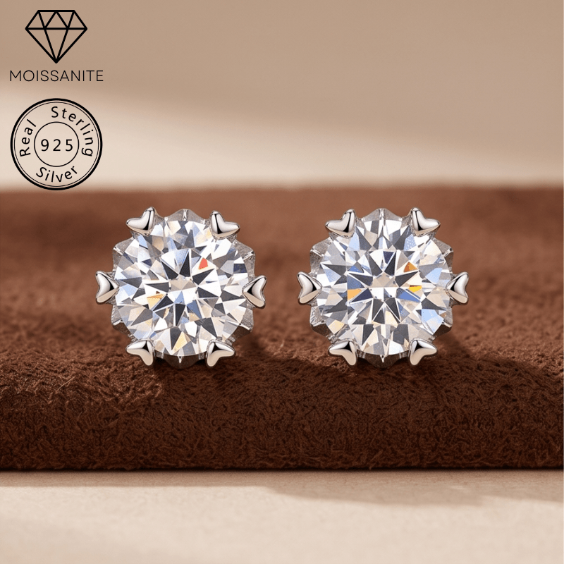Women's 0.5/1/2/3 Carat Classic Snowflake Design Moissanite Earrings