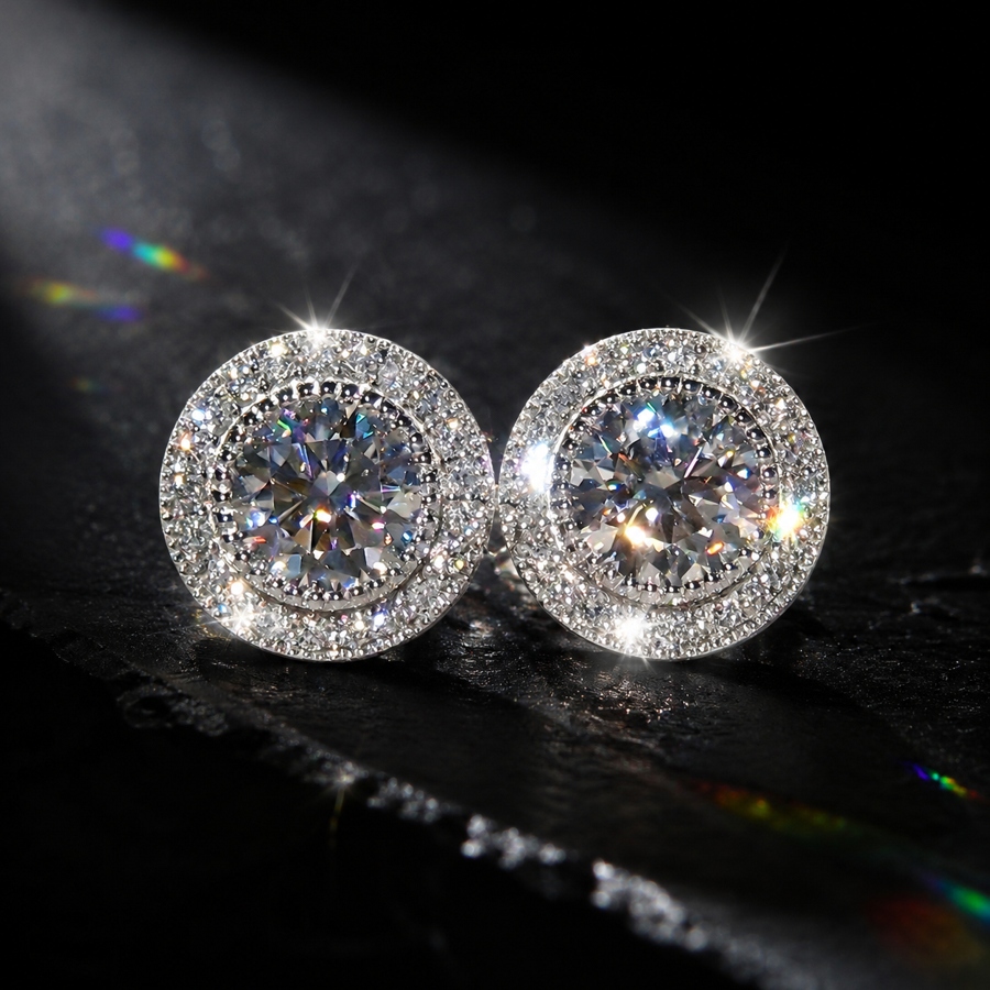 TEMU Un par de aretes de tachuelas con diseño de aro, elegantes y deslumbrantes, exquisitamente ornamentados y elegantes, perfectos para Navidad,