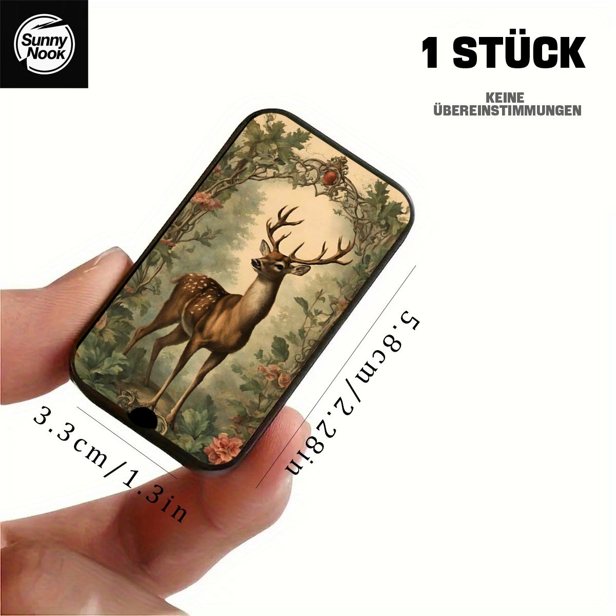 TEMU 1pc Vintage Oil Painting Style Forest Deer Pattern Matchbox, Matchbox That Can Hold 20 Matches, Easy And Portable High-end Matchbox, Fashionable
