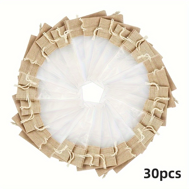 Image of Gift For Her/him 30pcs Elegant Organza And Drawstring Gift Bags With Decorative Bow, Transparent Net Bags Perfect For Jewelry, Weddings, Celebrations, And Party Gift Packaging,christmas,halloween