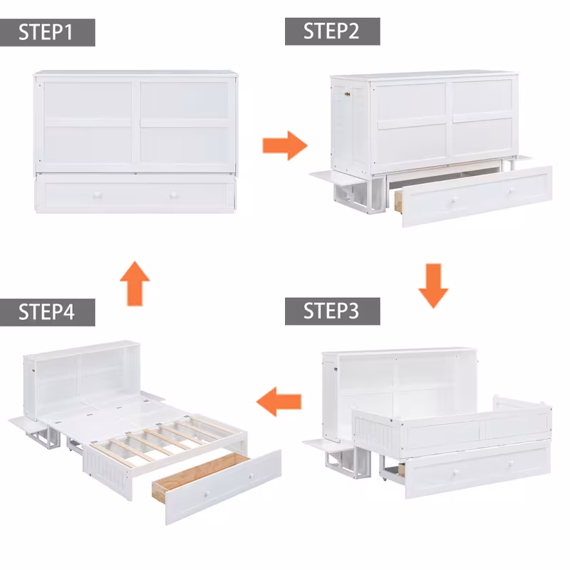 cama murphy com arrumação vertical e cabeceira de estante - design moderno minimalista , tamanho (140x200cm), estrutura de cama multifuncional com gavetas de arrumação debaixo da cama, , ideal para pequenos, apartamentos, residências de estudantes Detalhes do produto 2