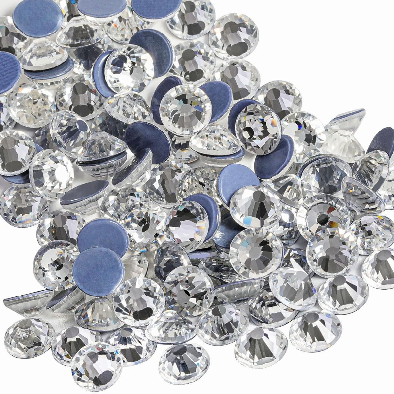 TEMU Ss6-ss30 Round Hotfix Rhinestones, Glass Flat Back Ironing Rhinestones, Suitable For Bag, Festival Clothing Decoration, Daily Pattern Additions