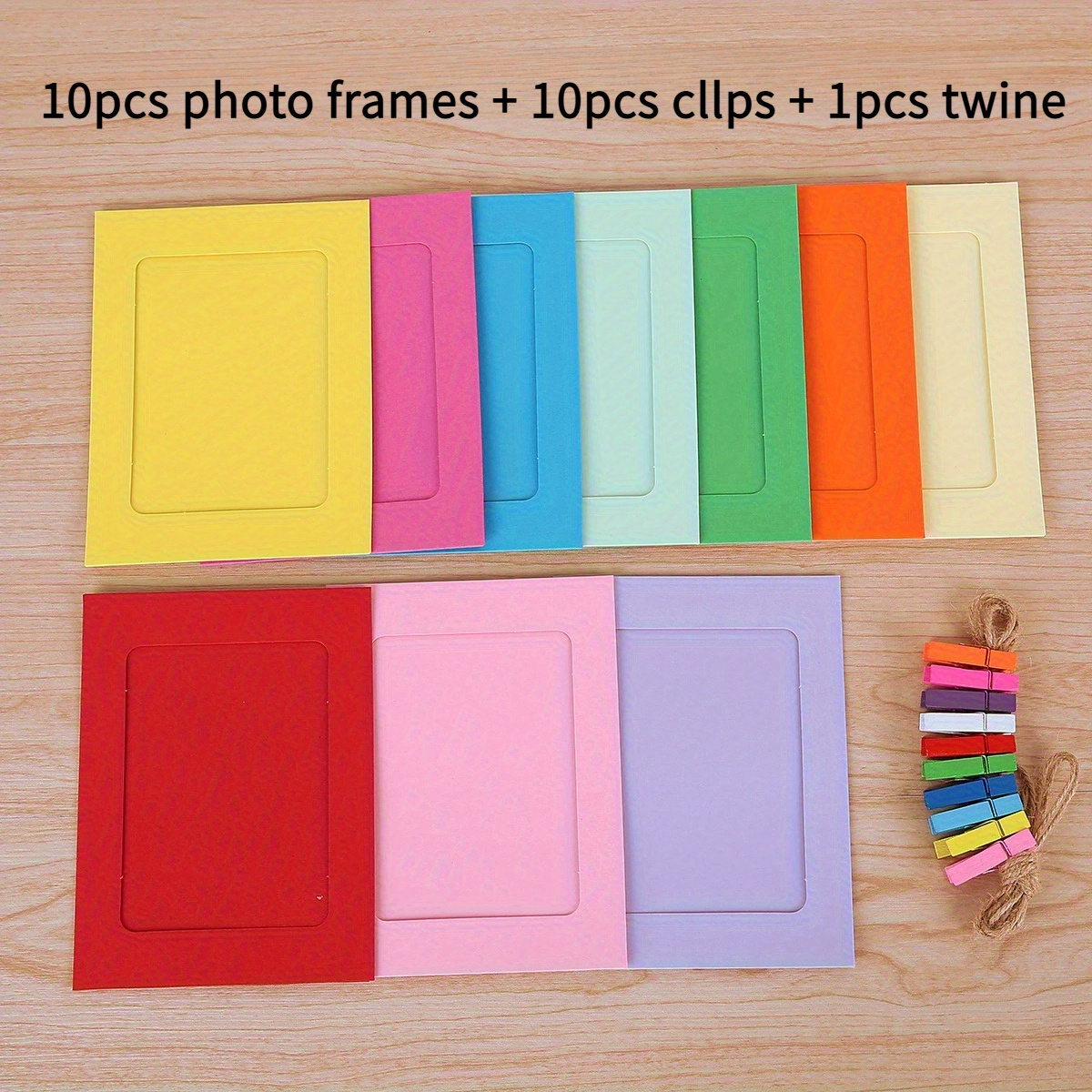 Image of 21pcs Colorful Paper Photo Frames - 10.16x15.24cm, Multicolor Hanging Display Frame, Suitable For Home, School, Office Decor, Perfect For Back-to-, Vibrant Picture Frames | Decorative Photo Frames