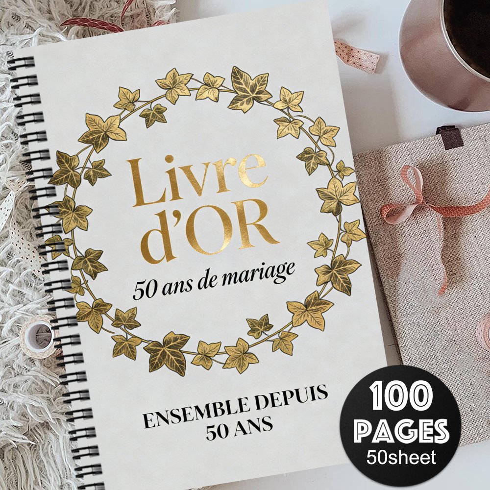 TEMU 1 'or de mariage de style français, ' des invités vierge, Bloc-notes de mariage, Album photo d'anniversaire de couple, Cadeau pour témoin de