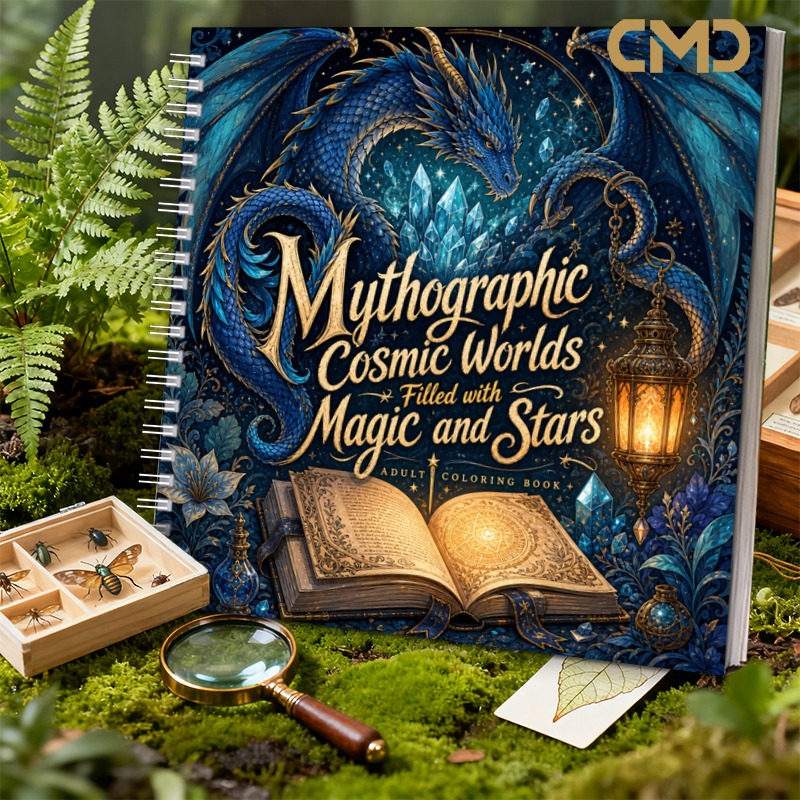 TEMU 1pc 20x20cm Spiral-bound Coloring Book, 24 Pages Single-sided Printed, Advanced Stress Relief Book With Mythographic Theme, Exquisite Inner