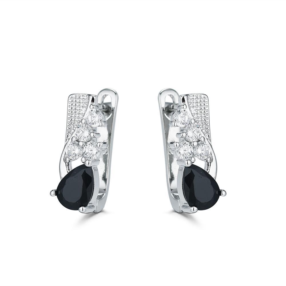 Vintage Black Main Stone Hoop Earrings For Women