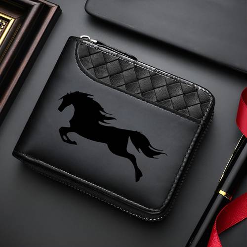 mens premium wallet in hair print black crocodile textured synthetic leather with elegant zipper closure showcasing the star embossed shield emblem card slots ideal christmas birthday fathers day gift essential