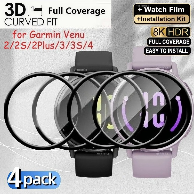 TEMU [] 4pcs Hd Soft Screen Protectors For Garmin 2/2s/2plus/3/3s/4 40/41/43/45mm, Flexible Soft Tpu, Scratch-resistant, Protect The Watch Screen,