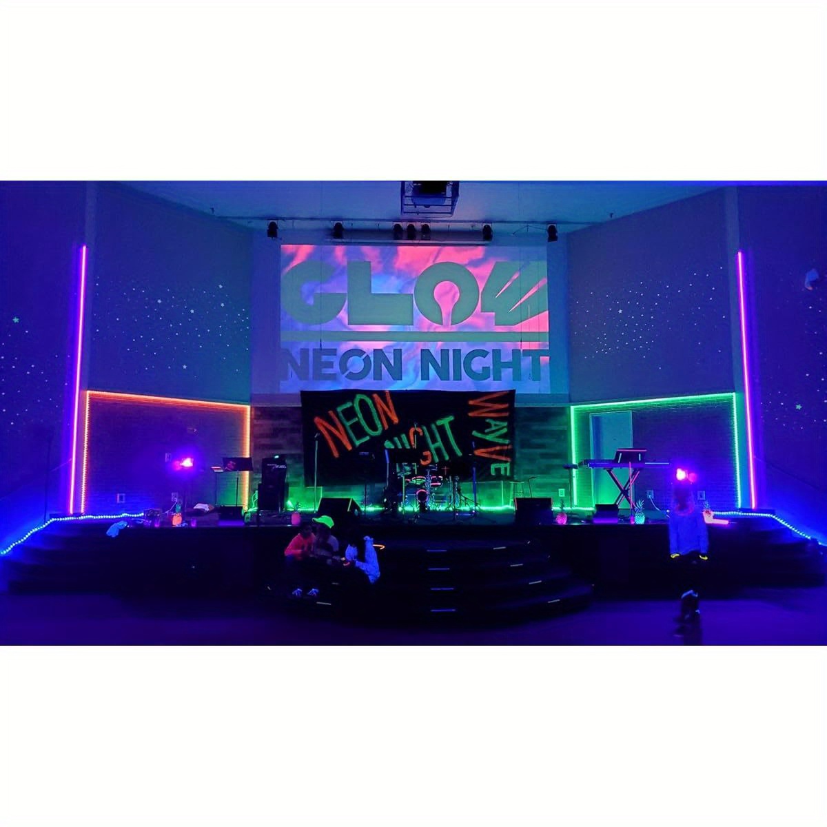 E-shop 6 Rollen Neon -Stoff UV-Blacklight-Klebeband – Mehrfarbiges Leuchtendes Partyzubehör, Wasserdicht & Hochbelastbar für Tanzböden, UV-Partys und