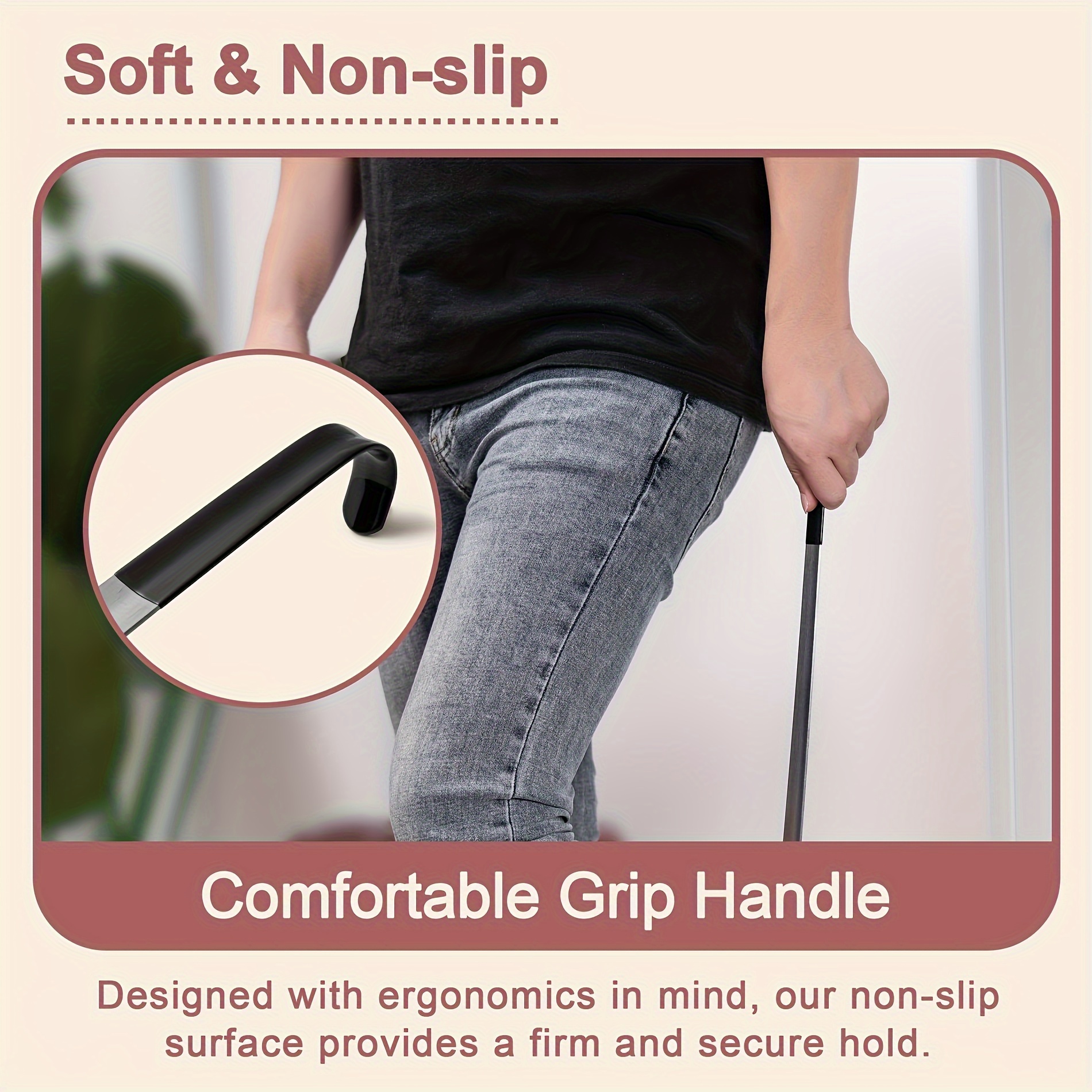 1 Extra-Long 41.91-Inch Stainless Steel Shoe Horn for Seniors - Anti-Slip Comfort Grip, Durable Metal Construction, Easy to Use by the Elderly, Disabled, and Those with Limited Mobility