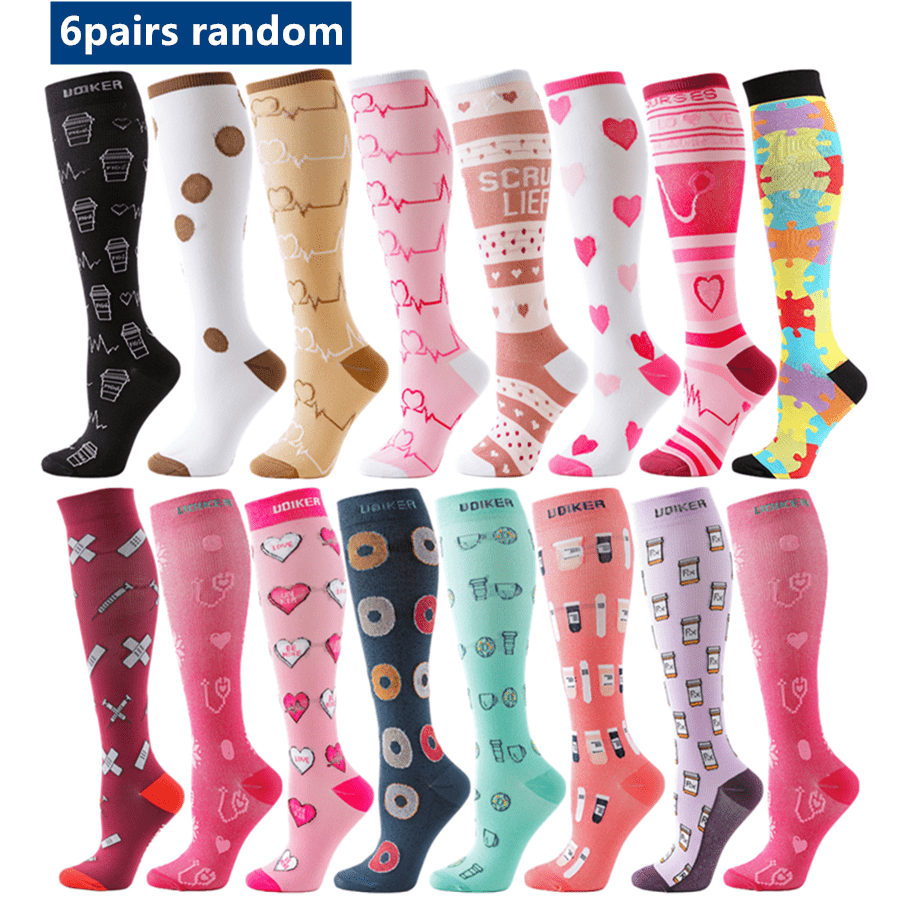 TEMU 6pairs Random Men Women Compression Socks Sport Cycling Running Yoga Football Basketball Hiking Tennis Skateboard Exercise Athletic Socks Quick