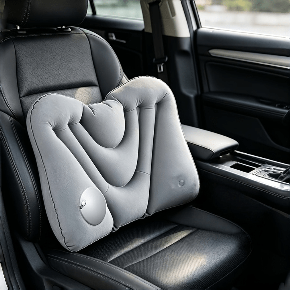 TEMU 1pc Car Seat Back Cushion, Adjustable Inflatable Waist Support Pillow, Ergonomic Back Cushion For Long- Driving, Breathable And Comfortable For