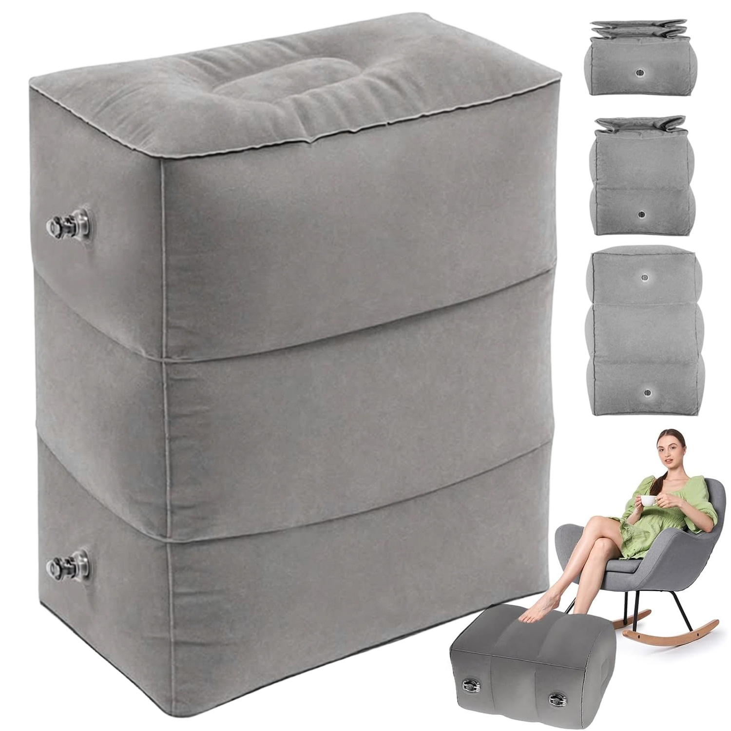 Image of Portable Footrest With Adjustable Height Designed For Use In Airplanes, Cars, Trains, Offices, Living Rooms, And Bedrooms, Providing Improved Leg During Travel