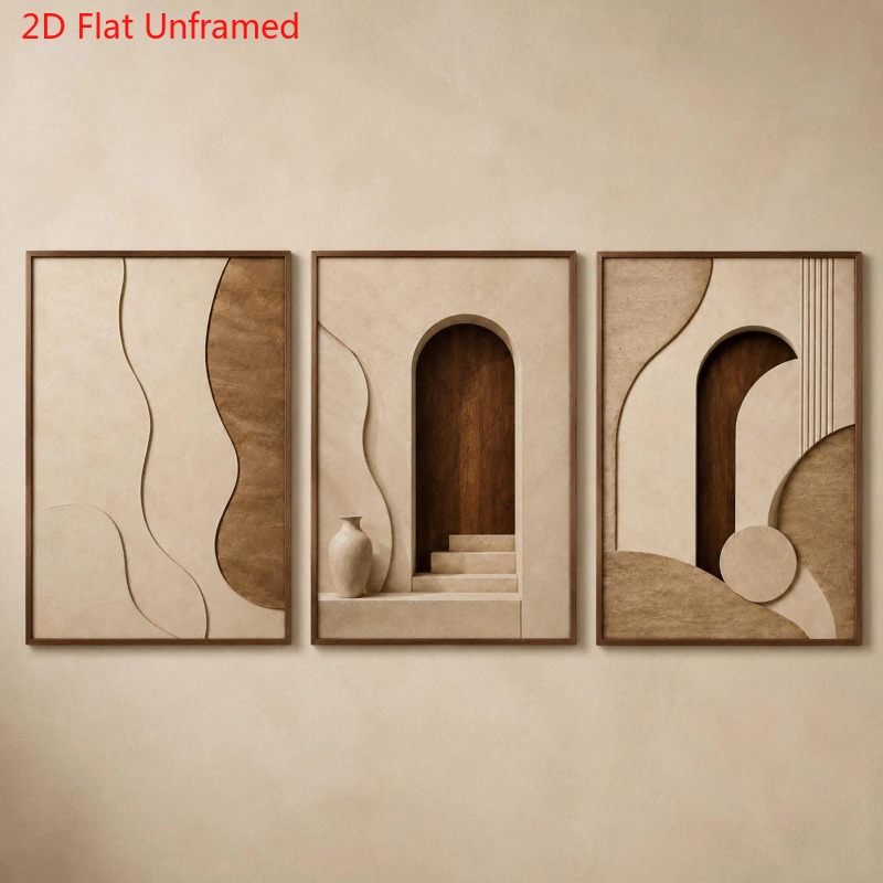 TEMU Plat 2D, Lot de d'Art Mural Moderne - Affiches sur Toile Minimalistes - Beige , Cadre, Convient pour Salon, Décoration de Bureau à Domicile,