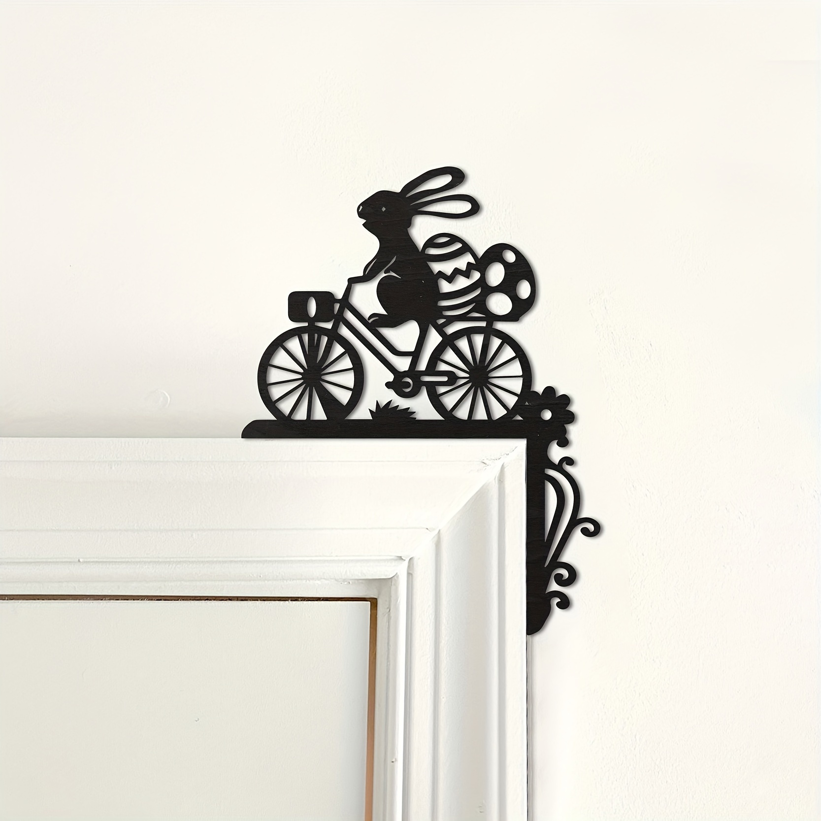 

Easter Rabbit On Bicycle Wooden Door Frame Decoration, Black - Suitable For Door And Window Corners, 7 Styles , Pattern, 1pc, Animal Theme, Contemporary Style, Easter Occasion