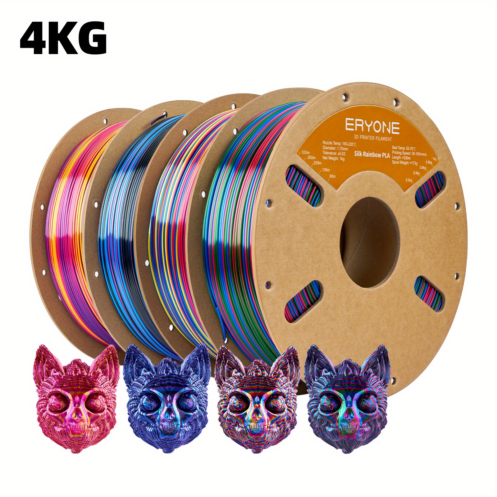 Eryone Twist Rainbow 3d Printer Pla Filament 1.75 +/ -0.03mm, Multiple Color Combinations Shiny Multicolor Filament Pla
