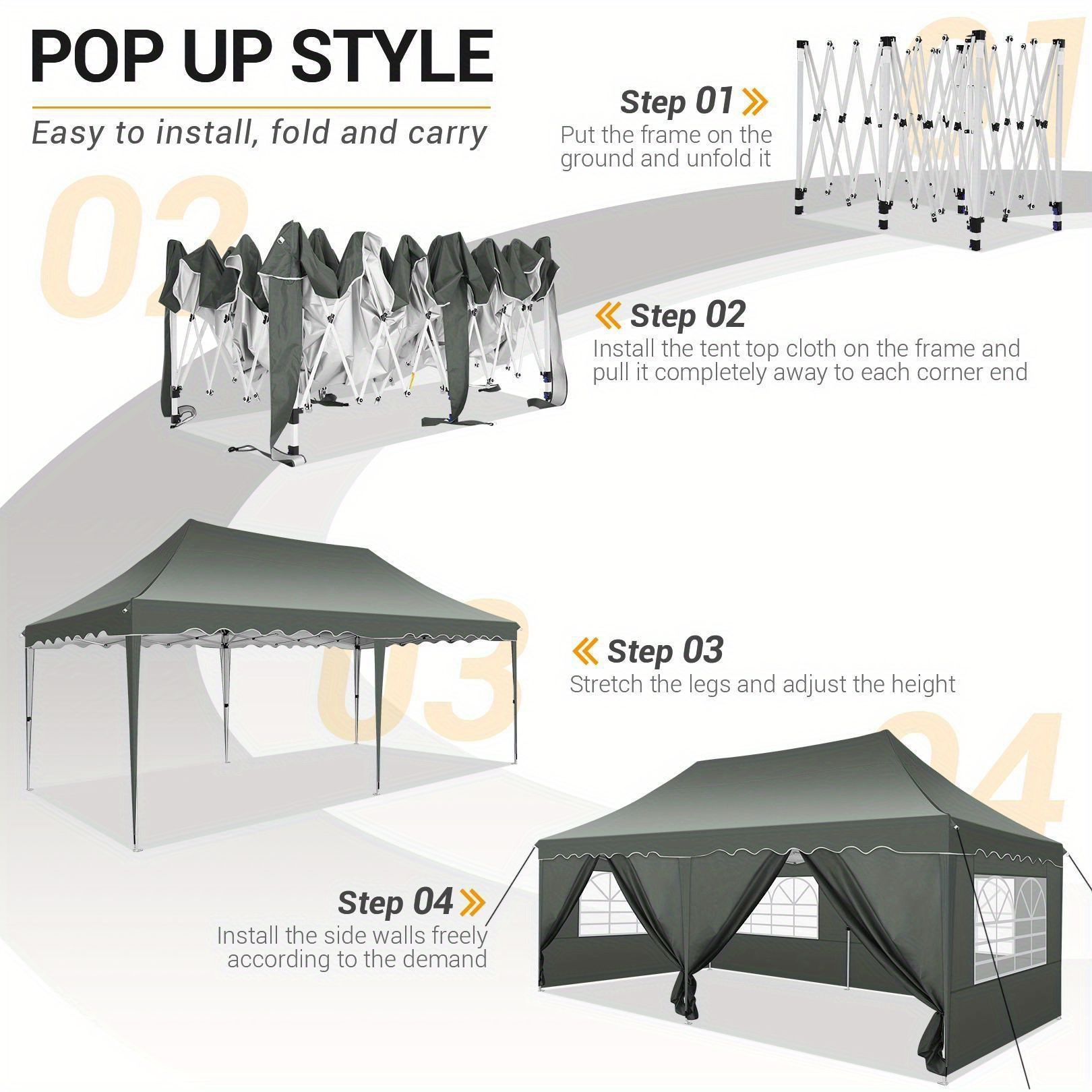 3x6m removable   up canopy tent temporary outdoor shelter with 6   silver coated cover portable wheeled bag 4 sandbags instant gazebo for    