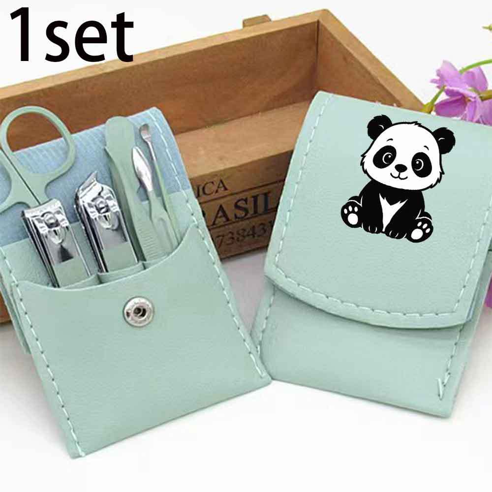 Cute Panda Pattern Portable 7pcs Nail Clipper Set