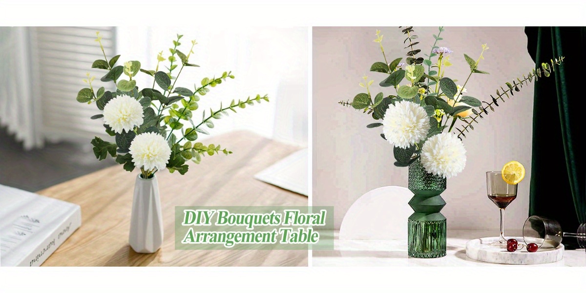 55-teiliges Kunstblumen Set - Weiße Eukalyptus & Hortensien Für Deko