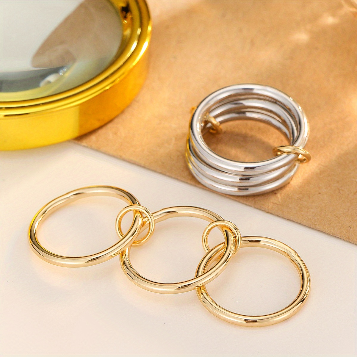 Three Smooth Rings Set for Party Wear