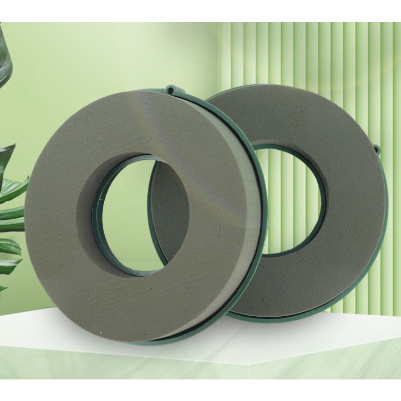 TEMU 2-pack 20cm Green Round Wet - Durable Plastic Ring Mold, Suitable For Wedding, Party, And Christmas Wreath Decoration, Perforated For , Art