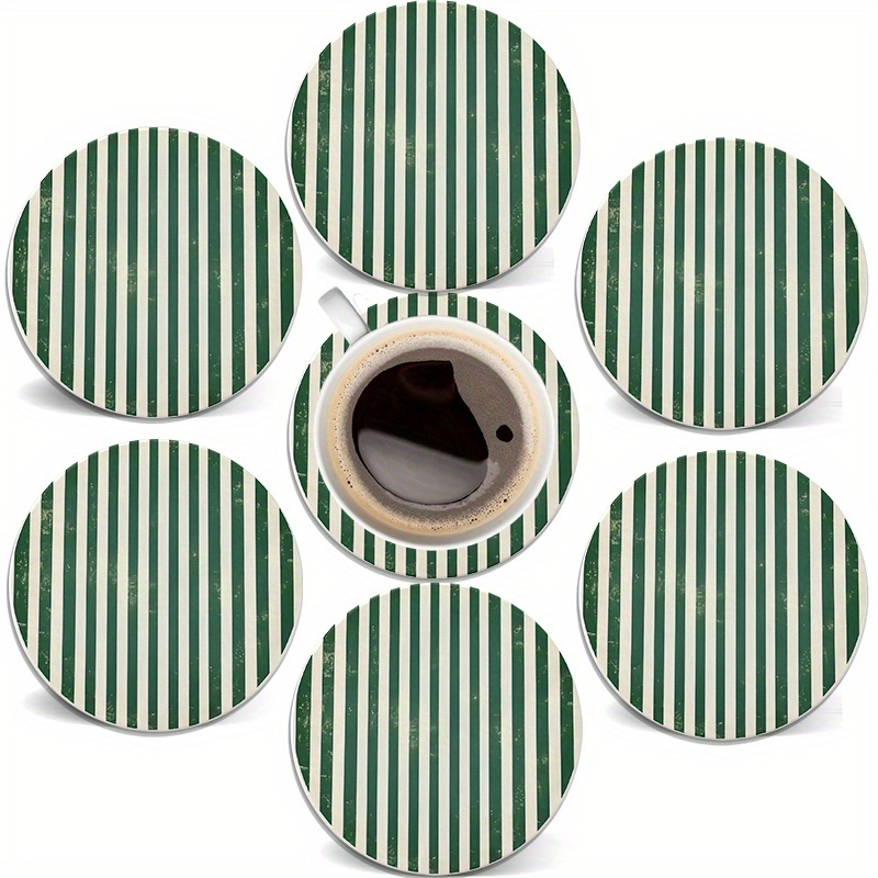 TEMU Set Of 6, White With Background, Round Wooden Coasters, Heat-resistant Drink Coasters For Coffee, Table Mats, Home Coffee Table Protectors,