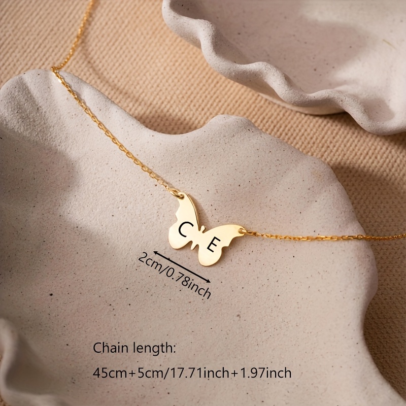 Custom Letter Butterfly Pendant Necklace for Women