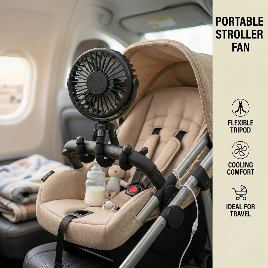 item picture 1pc portable   with flexible tripod rechargeable battery operated clip on mini fan for car seat travel desk quiet cooling air circulator   gift