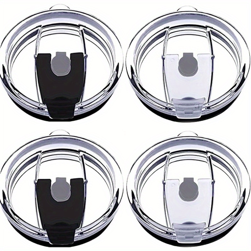 TEMU Of 4 Clear Replacement Lids For 20oz Mugs, Including Straw Lids For Tumblers, In Black And Grey, Designed To Prevent , Suitable For Coffee Mugs And Cooler Cups