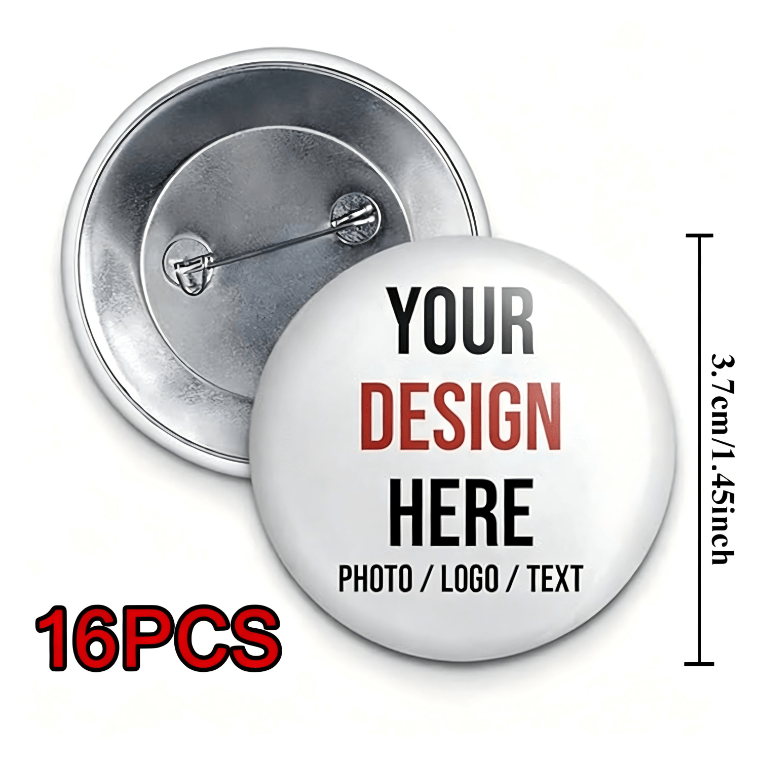 TEMU 16 piezas de botones personalizados, insignias personalizadas con foto, texto , regalos ideales de para mochila, , pareja, aniversario, ,