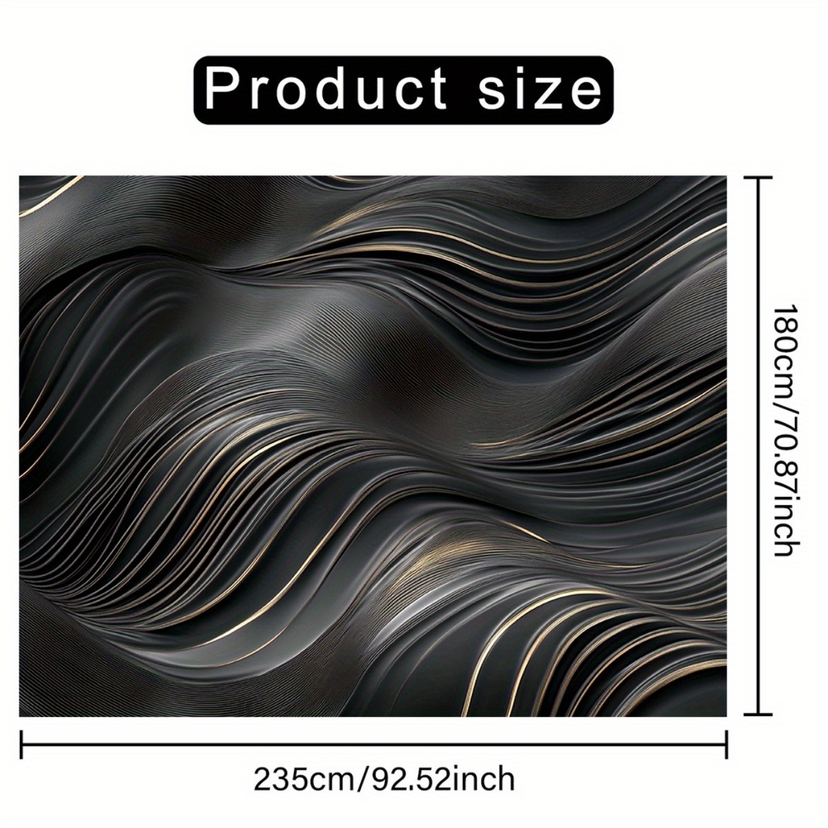 1pc Abstract Super Large Backdrop Banner - Black & Golden Wave Pattern Polyester Fabric, No Electricity Needed for Indoor/Outdoor Use, Perfect for Weddings, Birthdays, Anniversaries, Home Decor & Party Photo Backdrops, Event Decoration, Elegant Design, Durable Fabric, Wall Hanging, Wedding Decorators