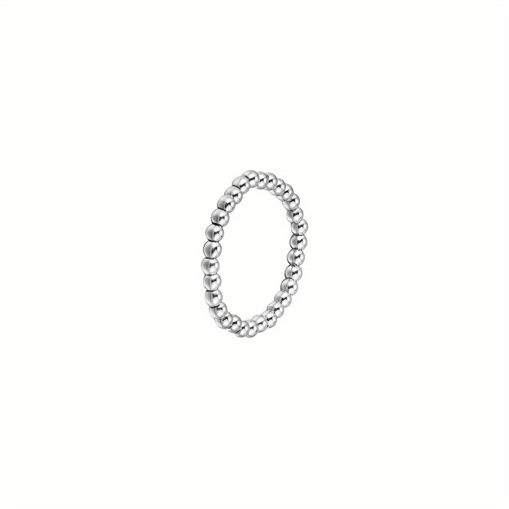 E-shop Modischer 304L Edelstahl Goldene Perlen Elastischer Ring für Damen und Herren, Einfache und Vielseitige Paar-Accessoires Hochzeit/Party Geschenk