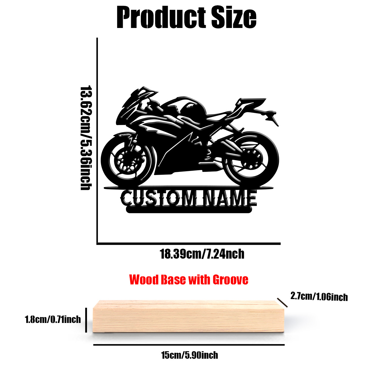 TEMU 1pc Wooden Base Custom Motorcycle Silhouette Metal Ornament Wall Art, As Valentine's Day Gift New Year's Gift Christmas Gift, Wedding Decor For