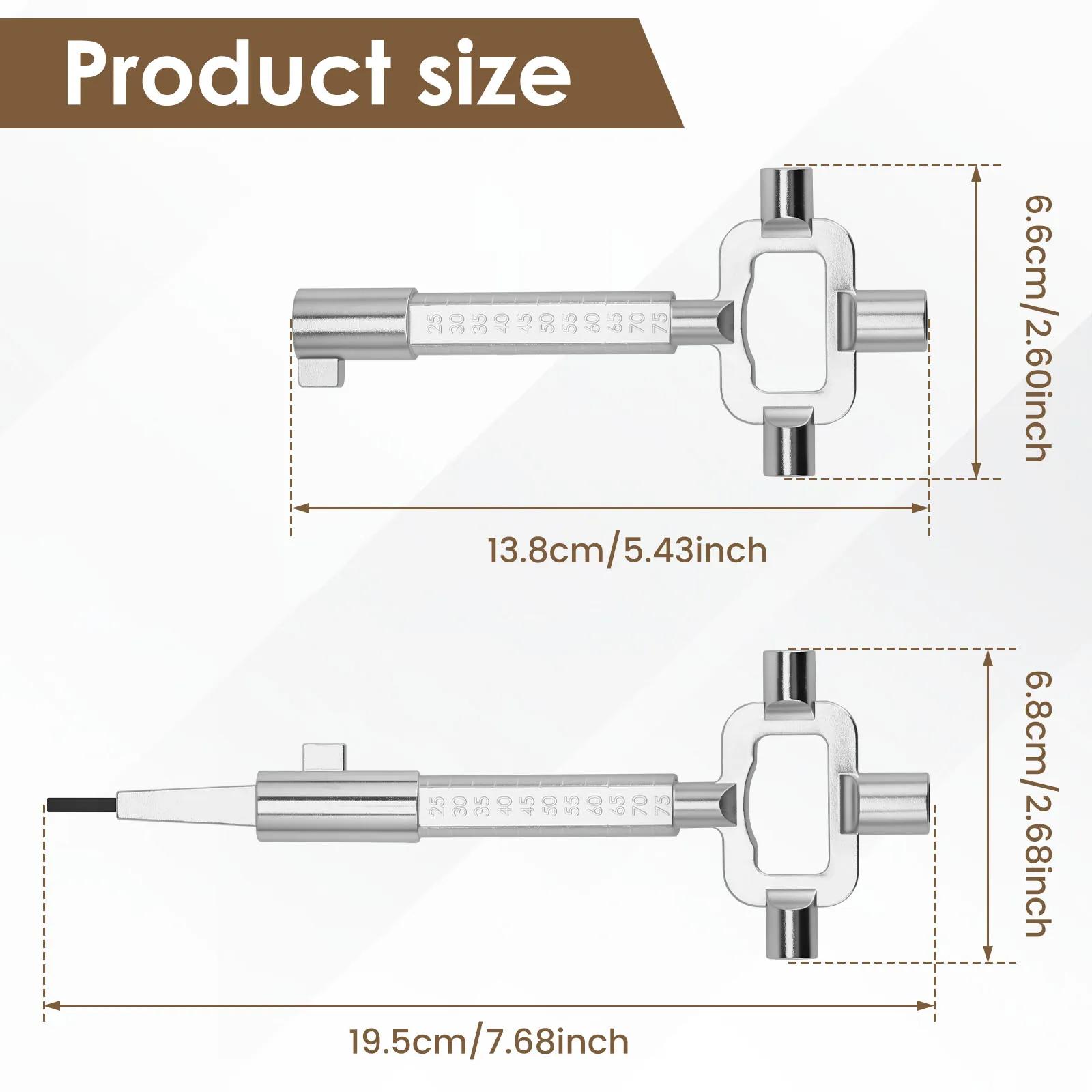 TEMU 2pcs Universal Construction Key With Measuring Scale Steel Key Long And Short For Opening Locks And Checking