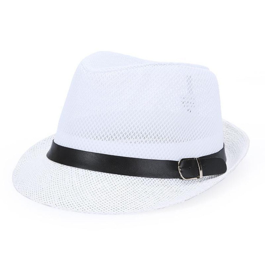 TEMU 1 Chapeau Haut-de- Unisexe en , Chapeau de Soleil Respirant , Casquette Plate de Couleur Unie, Chapeau de Jazz, Chapeau