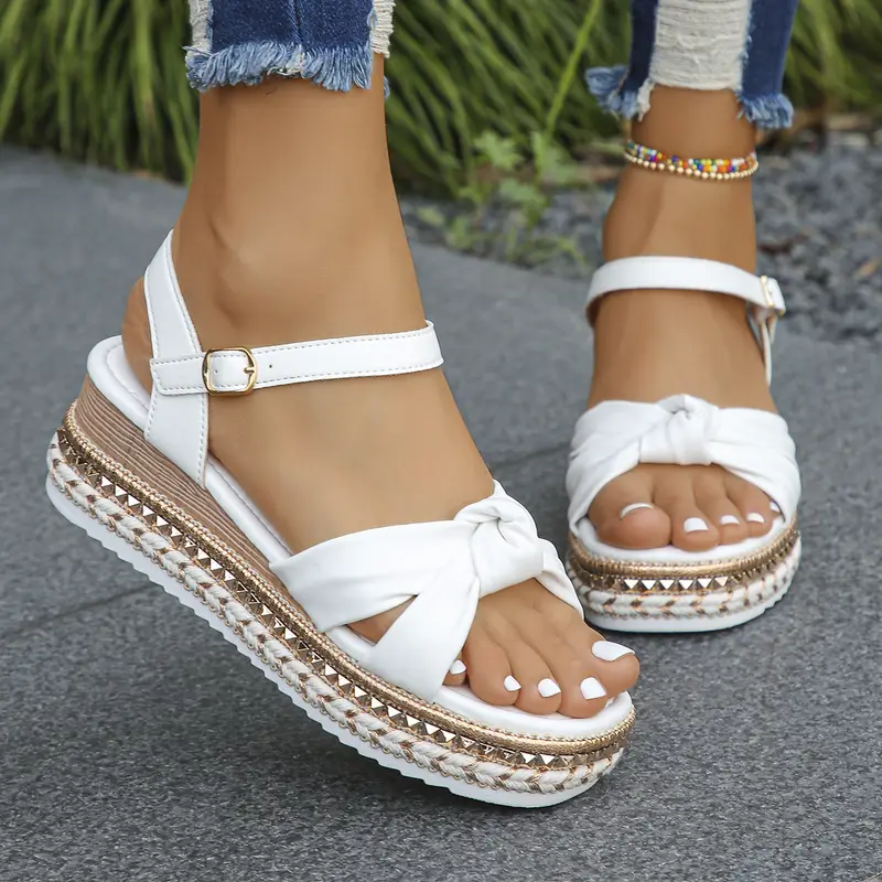2025 size wedges soft soled sandals womens summer word with thick soled platform sandals daily wear ladies with skirt sandals Product details 0