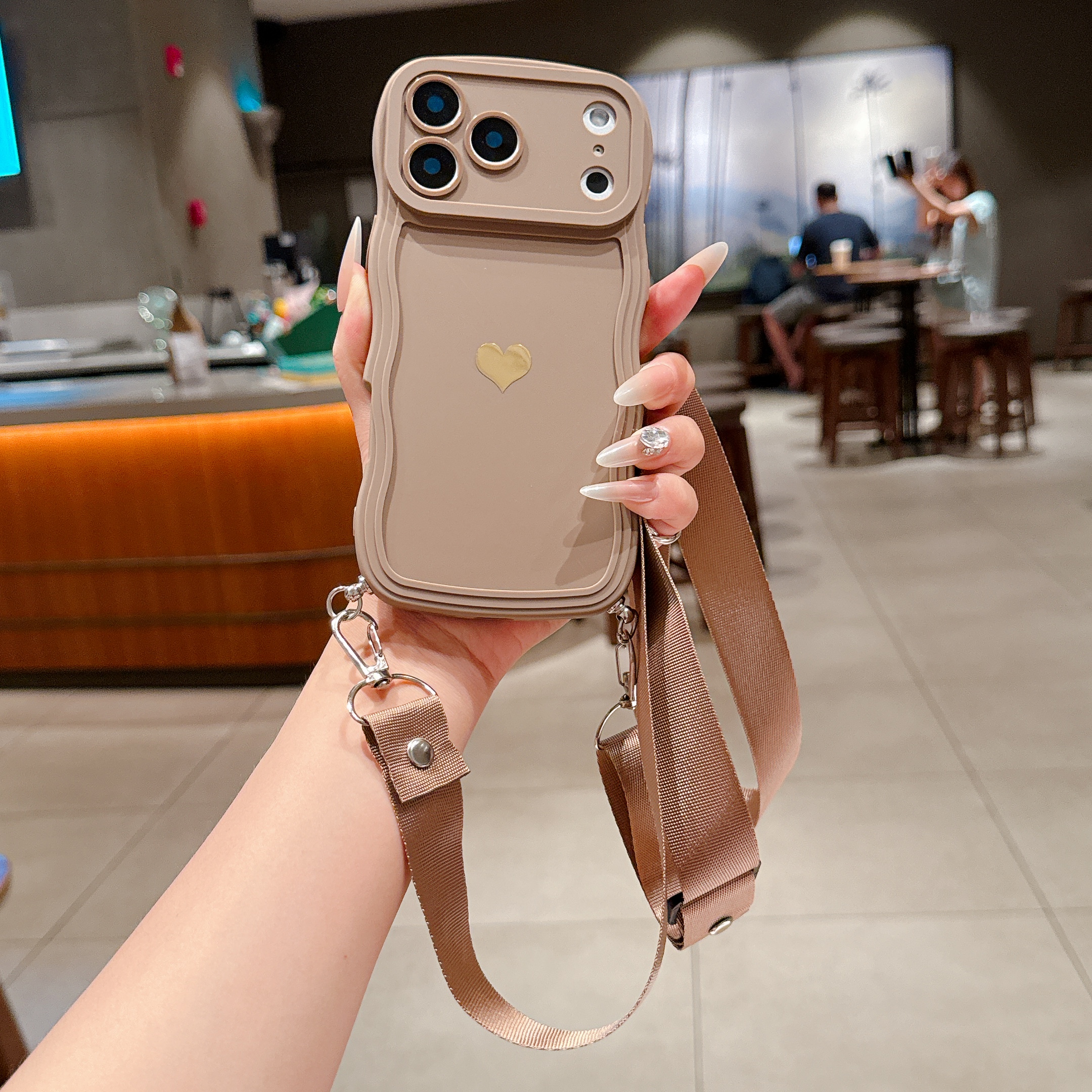 TEMU Phone Case: Wavy Case + Flat Rope Lanyard Phone Case, Birthday Gift, Christmas Gift, Essential For , Travel, And Shopping. Suitable For 18 Pro