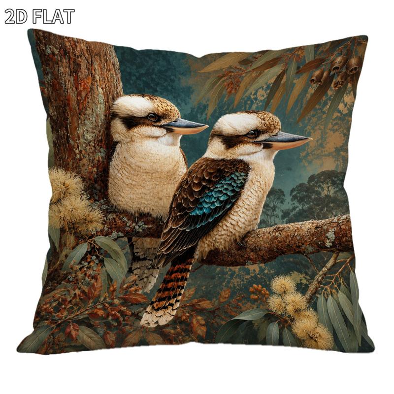 TEMU 18x18 Inch 1pc Pillow Cover, Realistic Tree Branches Design, - Like Scene With Textured Trunk & Green Foliage, Warm Earthy Tones, Decorative