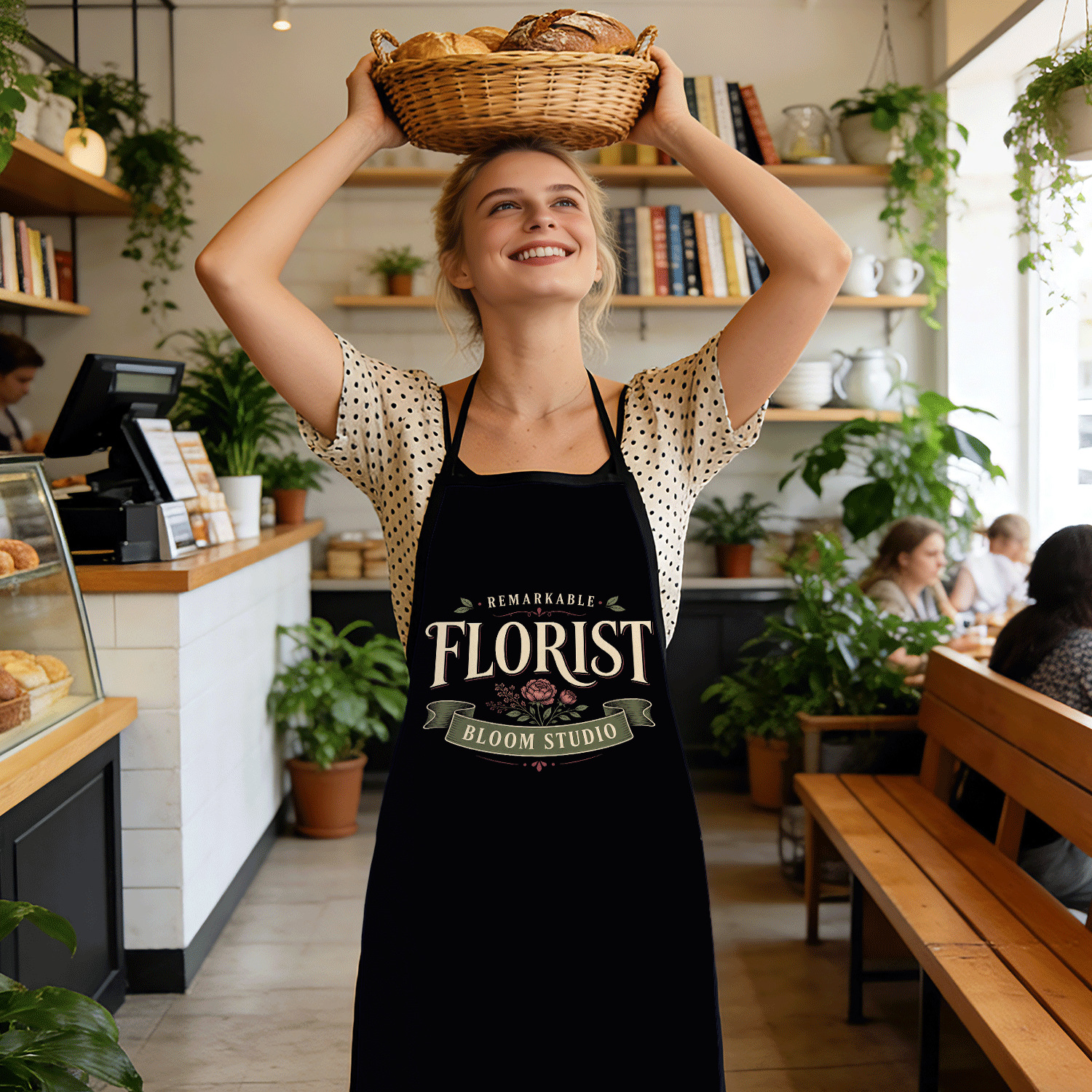 TEMU Remarkable Florist Bloom, Pattern Apron - Durable, Comfortable And Fun Apron Unisex Cooking Gift For Mom Dad, Suitable For Bbq, Floral And